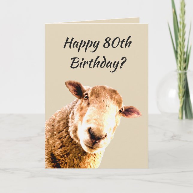 Happy 80. Geburtstag Funny Sheep Animal Spaß Karte (Vorderseite)