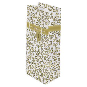 Happy 80. Geburtstag Gold und White Number Pattern Geschenktüte Für Weinflaschen
