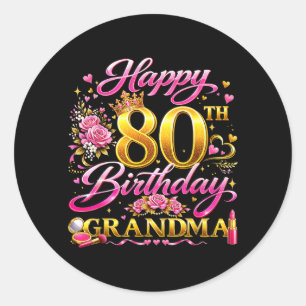 Happy 80. Geburtstag Oma 80 und Fabelhaft 80 Jahre Runder Aufkleber