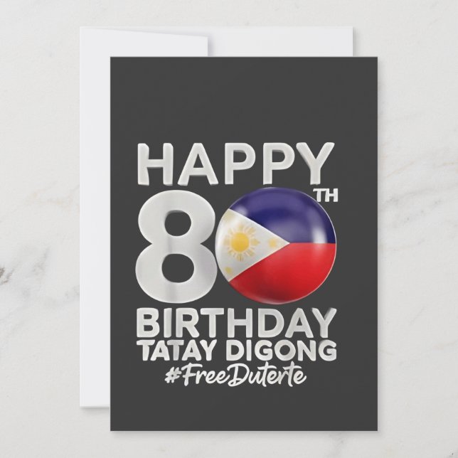 Happy 80. Geburtstag Tatay Digong Duterte PRRD Einladung (Vorderseite)