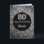 Happy 80. Geburtstagskarte Black and Silver Glitze Karte<br><div class="desc">Happy 80. Geburtstag Black and Silver Glitzer Card mit personalisiertem Namen.Für weitere Anpassungen klicken Sie bitte auf die Schaltfläche "Anpassen" und verwenden Sie unser Designwerkzeug,  um diese Vorlage zu ändern.</div>