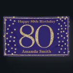 Happy 80th Birthday Banner Navy Blue Gold Glitter<br><div class="desc">Happy 80th Birthday Banner Navy Blue and Gold Glitter Confetti. Printable Digital. For further customization,  please click the "Customize it" button and use our design tool to modify this template.</div>