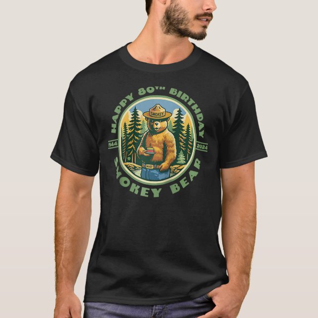 Happy 80th Birthday Smokey Bear 1944-2024 Retro Cu T-Shirt (Vorderseite)