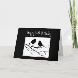 Happy  80th, Eightieth, Birthday Two Birds Karte