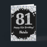 Happy 81. Geburtstagskarte Black and Silver Glitze Karte<br><div class="desc">Glückliche 81. Geburtstagskarte Black and Silver Glitzer Card mit personalisiertem Namen. Für weitere Anpassungen klicken Sie bitte auf die Schaltfläche "Anpassen" und verwenden Sie unser Designwerkzeug,  um diese Vorlage zu ändern.</div>