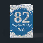 Happy 82. Geburtstag Blue and Silver Glitzer Card Karte<br><div class="desc">Happy 82. Geburtstag Blue and Silver Glitzer Card mit personalisiertem Namen. Für weitere Anpassungen klicken Sie bitte auf die Schaltfläche "Anpassen" und verwenden Sie unser Designwerkzeug,  um diese Vorlage zu ändern.</div>