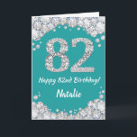 Happy 82. Geburtstagskarte Aquamarin und Silver Gl Karte<br><div class="desc">Happy 82. Geburtstag Aquamarin Türkis Aqua und Silver Glitzer Card mit personalisiertem Namen. Für weitere Anpassungen klicken Sie bitte auf die Schaltfläche "Anpassen" und verwenden Sie unser Designwerkzeug,  um diese Vorlage zu ändern.</div>