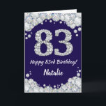 Happy 83. Geburtstag Navy Blue und Silver Glitzer Karte<br><div class="desc">Happy 83. Geburtstag Navy Blue und Silver Glitzer Card mit personalisiertem Namen. Für weitere Anpassungen klicken Sie bitte auf die Schaltfläche "Anpassen" und verwenden Sie unser Designwerkzeug,  um diese Vorlage zu ändern.</div>