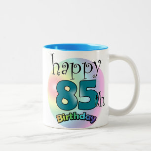 Happy 85. Geburtstag (blauw) Zweifarbige Tasse