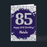 Happy 85. Geburtstag Navy Blue und Silver Glitzer Karte<br><div class="desc">Happy 85. Geburtstag Navy Blue und Silver Glitzer Card mit personalisiertem Namen. Für weitere Anpassungen klicken Sie bitte auf die Schaltfläche "Anpassen" und verwenden Sie unser Designwerkzeug,  um diese Vorlage zu ändern.</div>
