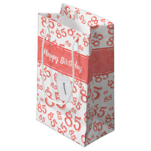 Happy 85. Geburtstag Nummer Muster Korallen/Weiß Kleine Geschenktüte