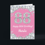 Happy 88. Geburtstag Pink und Silver Glitzer Card Karte<br><div class="desc">Happy 88. Geburtstag Pink und Silver Glitzer Card mit personalisiertem Namen. Für weitere Anpassungen klicken Sie bitte auf die Schaltfläche "Anpassen" und verwenden Sie unser Designwerkzeug,  um diese Vorlage zu ändern.</div>