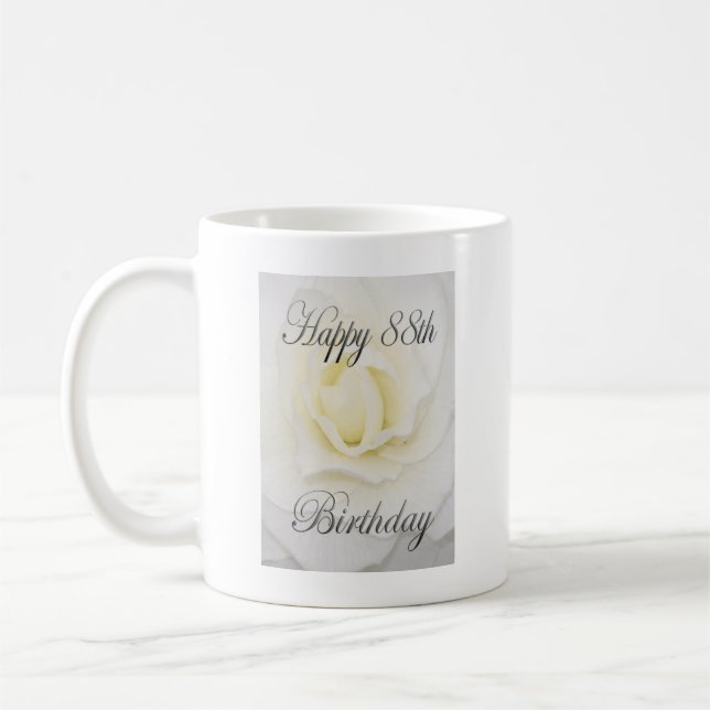 Happy 88. Geburtstag Weiße Blume Kaffeetasse (Links)