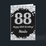 Happy 88. Geburtstagskarte Black and Silver Glitze Karte<br><div class="desc">Glückliche 88. Geburtstagskarte Black and Silver Glitzer Card mit personalisiertem Namen. Für weitere Anpassungen klicken Sie bitte auf die Schaltfläche "Anpassen" und verwenden Sie unser Designwerkzeug,  um diese Vorlage zu ändern.</div>