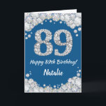 Happy 89. Geburtstag Blue and Silver Glitzer Card Karte<br><div class="desc">Happy 89. Geburtstag Blue and Silver Glitzer Card mit personalisiertem Namen. Für weitere Anpassungen klicken Sie bitte auf die Schaltfläche "Anpassen" und verwenden Sie unser Designwerkzeug,  um diese Vorlage zu ändern.</div>