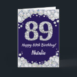 Happy 89. Geburtstag Navy Blue und Silver Glitzer Karte<br><div class="desc">Happy 89. Geburtstag Navy Blue und Silver Glitzer Card mit personalisiertem Namen. Für weitere Anpassungen klicken Sie bitte auf die Schaltfläche "Anpassen" und verwenden Sie unser Designwerkzeug,  um diese Vorlage zu ändern.</div>