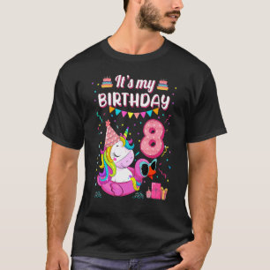 Happy 8. Geburtstag Girl Unicorn Duck Float Summer T-Shirt
