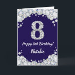 Happy 8. Geburtstag Navy Blue und Silver Glitzer Karte<br><div class="desc">Happy 8. Geburtstag Navy Blue und Silver Glitzer Card mit personalisiertem Namen. Für weitere Anpassungen klicken Sie bitte auf die Schaltfläche "Anpassen" und verwenden Sie unser Designwerkzeug,  um diese Vorlage zu ändern.</div>