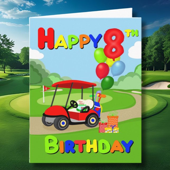 Happy 8. Geburtstag Red Boys Golf Card Karte (Von Creator hochgeladen)