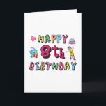 Happy 8th Birthday. 8 year b-day wishes Karte<br><div class="desc">Happy 8th Birthday. Funny and cute Birthday design with lovely teddy bear holding a gift and a funny pencil writing the birthday wishes. A perfect match for clothing,  shirts and accessories.</div>