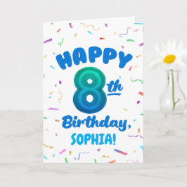 Happy 8th Birthday Card with Custom Name Karte