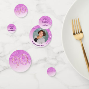 Happy 90. Geburtstag Chic Falling Pink Glitzer Konfetti