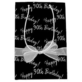 Happy 90. Geburtstag mit Bogen Mittlere Geschenktüte