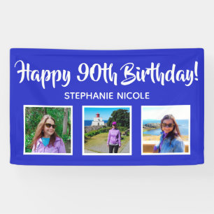 Happy 90. Geburtstag Royal Blue Personalisierte Fo Banner
