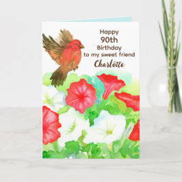 Happy 90. Geburtstag Special Friend Petunias Finch Karte