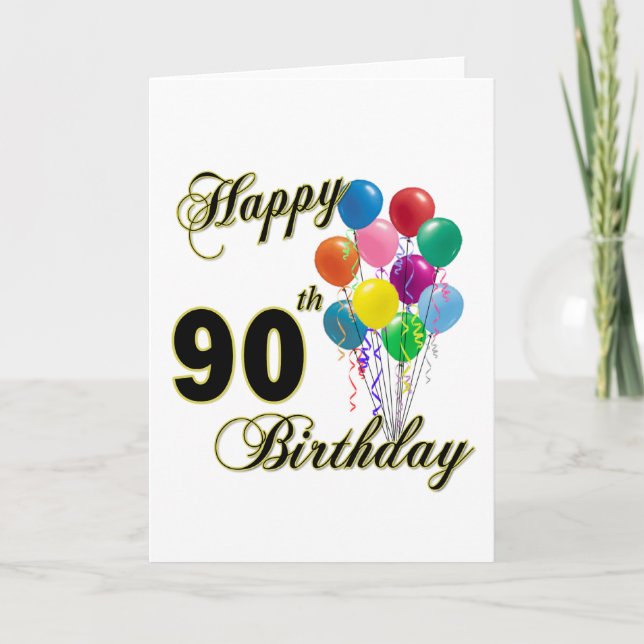 Happy 90. Geburtstagsgeschenke und Geburtstagsklei Karte (Vorderseite)