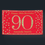 Happy 90th Birthday Banner Red and Gold Glitter<br><div class="desc">Happy 90th Birthday Banner Red and Gold Glitter Confetti. Vorzügliche Digital. For further customization,  please click the "Customize it" button and use our design tool to modify this template.</div>