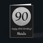 Happy 90th Birthday Black and Silver Glitter Card Karte<br><div class="desc">Happy 90th Birthday Black and Silver Glitter Card with personalized name. For further customization,  please click the "Customize it" button and use our design tool to modify this template.</div>