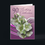 Happy 90th Birthday Greeting Card Karte<br><div class="desc">Eine einfache,  aber elegante Karte zum Feiern eines 90. Geburtstages. Erstellt aus einem originalen Aquarellbild.</div>