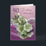 Happy 90th Birthday Greeting Card Karte<br><div class="desc">Eine einfache,  aber elegante Karte zum Feiern eines 90. Geburtstages. Erstellt aus einem originalen Aquarellbild.</div>