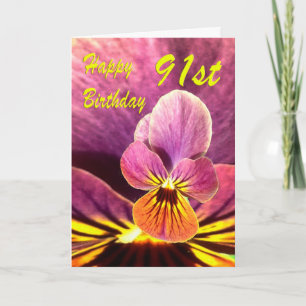 Happy 91. Geburtstag Blume Pansy Karte
