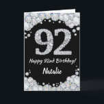 Happy 92. Geburtstagskarte Black and Silver Glitze Karte<br><div class="desc">Happy 92. Geburtstagskarte Black and Silver Glitzer Card mit personalisiertem Namen. Für weitere Anpassungen klicken Sie bitte auf die Schaltfläche "Anpassen" und verwenden Sie unser Designwerkzeug,  um diese Vorlage zu ändern.</div>