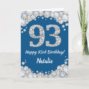 Happy 93. Geburtstag Blue and Silver Glitzer Card Karte