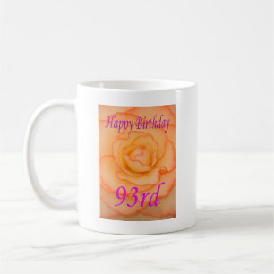 Happy 93. Geburtstag Gelbe Blume mit rosa Trim Kaffeetasse