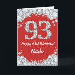 Happy 93. Geburtstagskarte Rot und Silber Glitzer  Karte<br><div class="desc">Happy 93. Geburtstagskarte Rot und Silber Glitzer Card mit personalisiertem Namen. Für weitere Anpassungen klicken Sie bitte auf die Schaltfläche "Anpassen" und verwenden Sie unser Designwerkzeug,  um diese Vorlage zu ändern.</div>