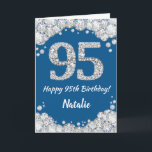 Happy 95. Geburtstag Blue and Silver Glitzer Card Karte<br><div class="desc">Happy 95. Geburtstag Blue and Silver Glitzer Card mit personalisiertem Namen. Für weitere Anpassungen klicken Sie bitte auf die Schaltfläche "Anpassen" und verwenden Sie unser Designwerkzeug,  um diese Vorlage zu ändern.</div>
