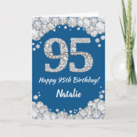 Happy 95. Geburtstag Blue and Silver Glitzer Card