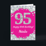 Happy 95. Geburtstag Hot Pink und Silver Glitzer Karte<br><div class="desc">Happy 95. Geburtstag Hot Pink und Silver Glitzer Card mit personalisiertem Namen. Für weitere Anpassungen klicken Sie bitte auf die Schaltfläche "Anpassen" und verwenden Sie unser Designwerkzeug,  um diese Vorlage zu ändern.</div>