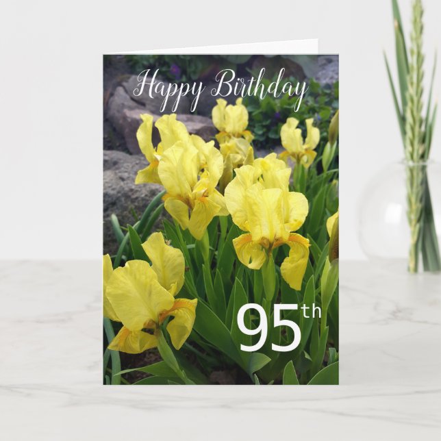 Happy 95th Birthday yellow garden flowers blank Karte (Vorderseite)