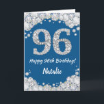 Happy 96. Geburtstag Blue and Silver Glitzer Card Karte<br><div class="desc">Happy 96. Geburtstag Blue and Silver Glitzer Card mit personalisiertem Namen. Für weitere Anpassungen klicken Sie bitte auf die Schaltfläche "Anpassen" und verwenden Sie unser Designwerkzeug,  um diese Vorlage zu ändern.</div>