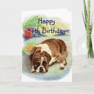 Happy 96th Birthday  Get Excited Humor Boxer Dog Karte