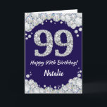 Happy 99. Geburtstag Navy Blue und Silver Glitzer Karte<br><div class="desc">Happy 99. Geburtstag Navy Blue und Silver Glitzer Card mit personalisiertem Namen. Für weitere Anpassungen klicken Sie bitte auf die Schaltfläche "Anpassen" und verwenden Sie unser Designwerkzeug,  um diese Vorlage zu ändern.</div>