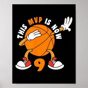 Happy 9 Geburtstag 9 Jahr alt Mvp Bysketbyll 9. Bi Poster