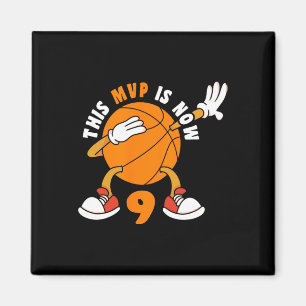 Happy 9 Geburtstag 9 Jahre alt MVP Basketball 9. B Magnet