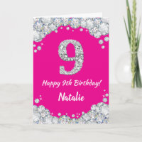 Happy 9. Geburtstag Hot Pink und Silver Glitzer
