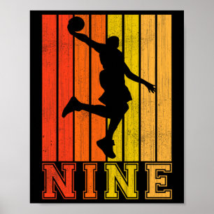 Happy 9. Geburtstagsdekoration für Boys Basketball Poster